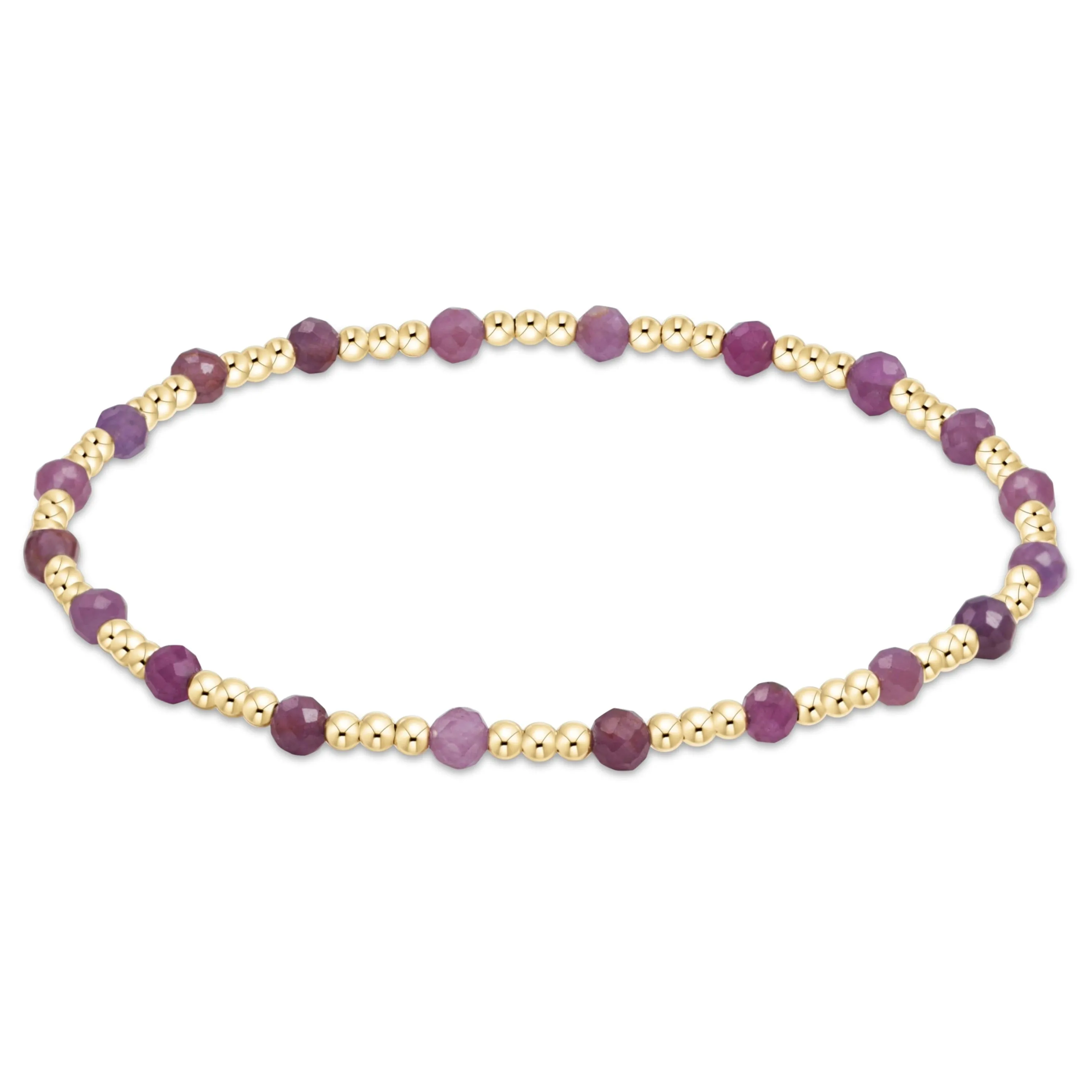 egirl Gemstone Gold Sincerity Pattern 3mm Bead Bracelet - Ruby sold by enewton
