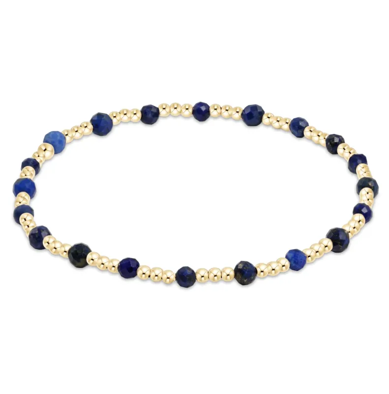 egirl Gemstone Gold Sincerity Pattern 3mm Bead Bracelet - Lapis sold by enewton