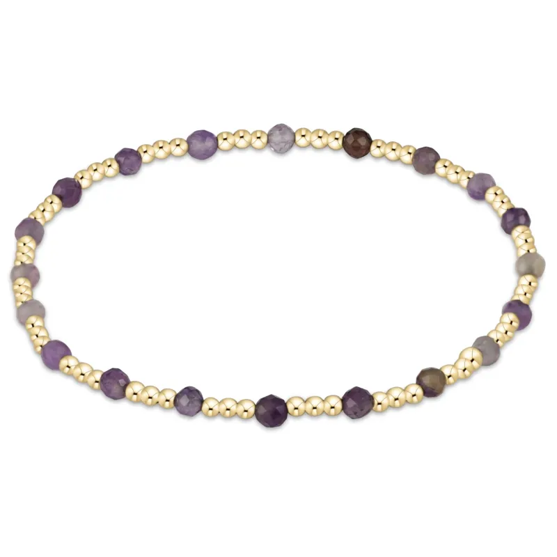 egirl Gemstone Gold Sincerity Pattern 3mm Bead Bracelet - Amethyst sold by enewton
