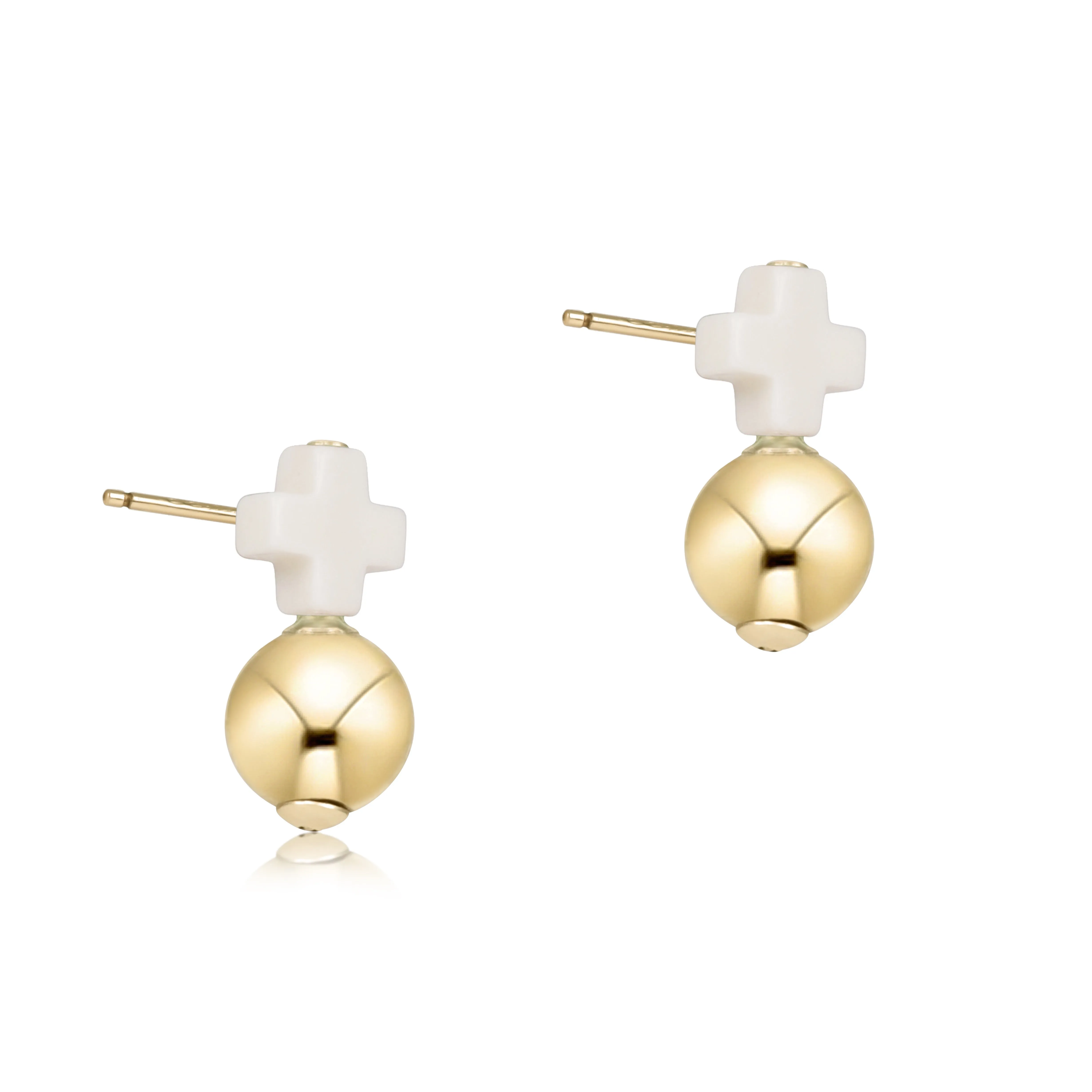 Signature Cross Small Off-White Stud - Classic Gold sold by enewton