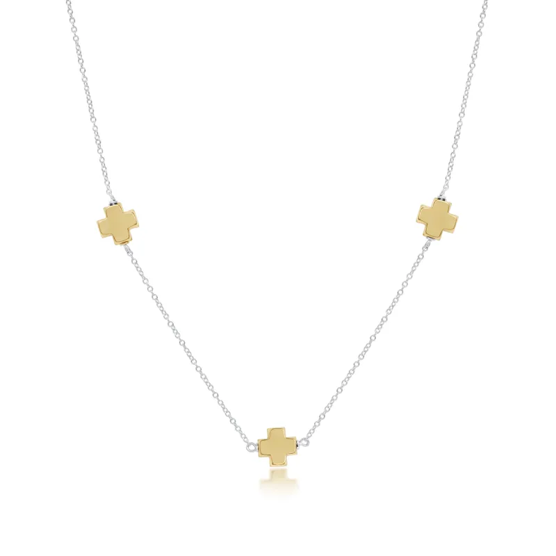 Choker Simplicity Chain Mixed Metal - Signature Cross Gold made by enewton