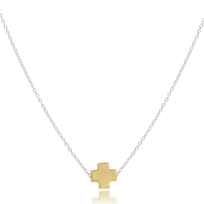 16" Necklace Sterling Mixed Metal - Signature Cross Gold sold by enewton