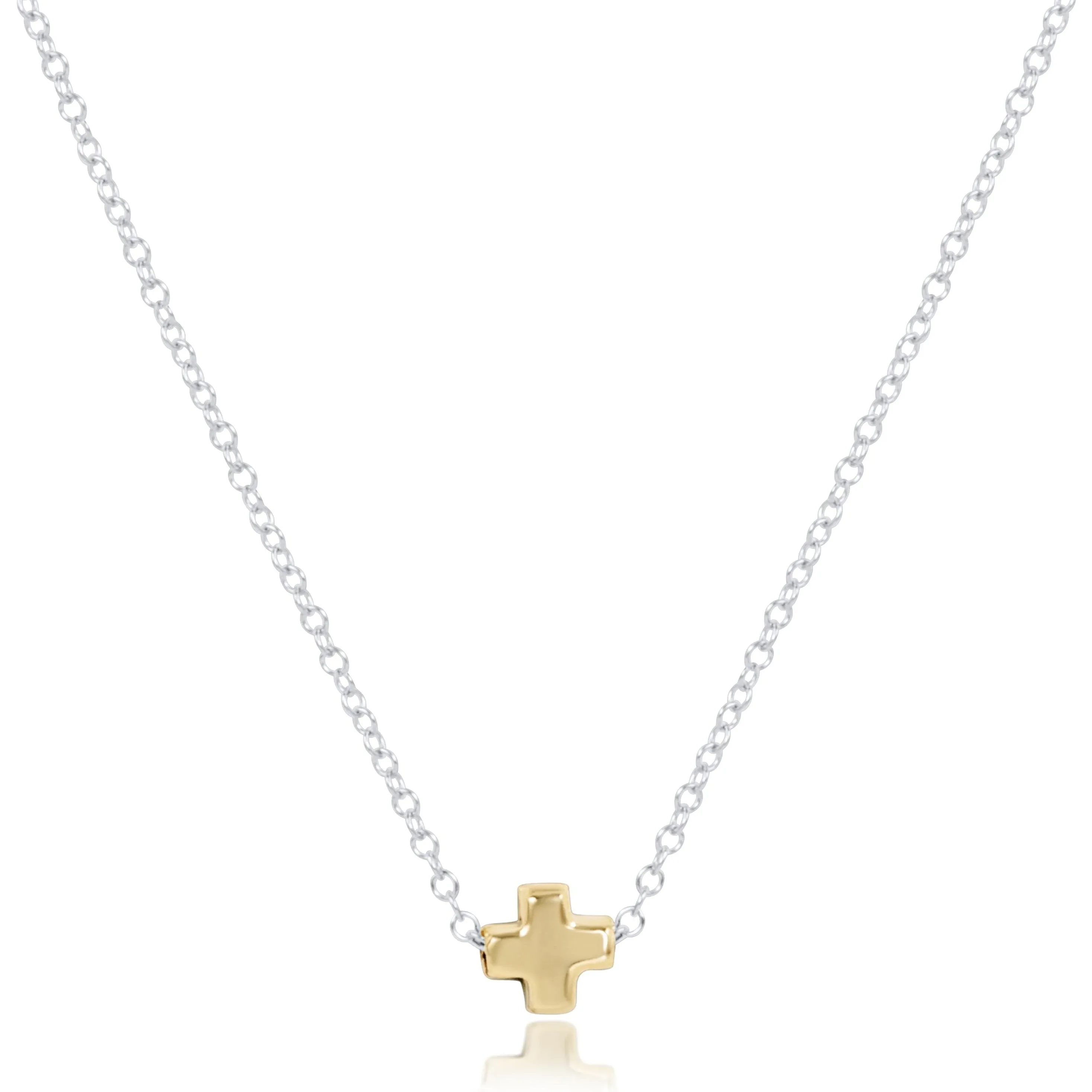 16" Necklace Sterling Mixed Metal - Signature Cross Small Gold sold by enewton