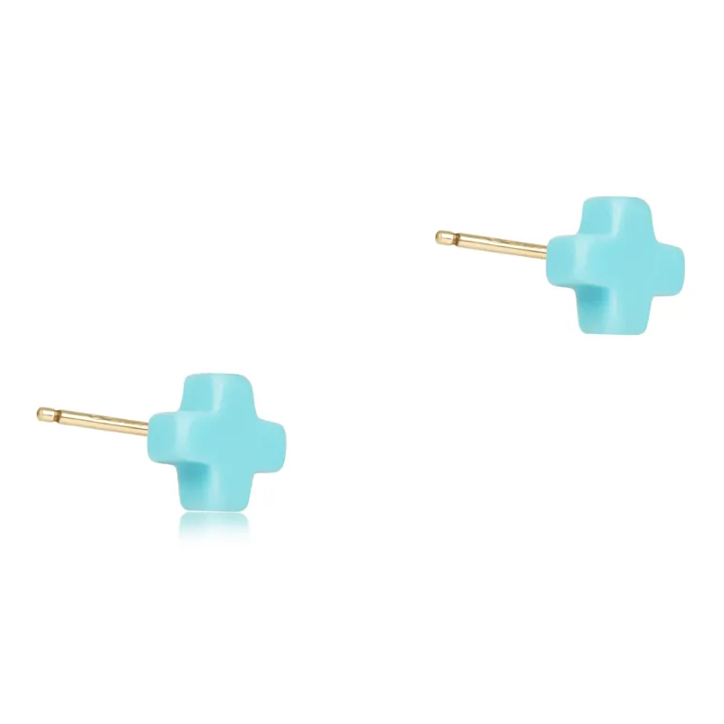Signature Cross Small Stud - Turquoise sold by enewton