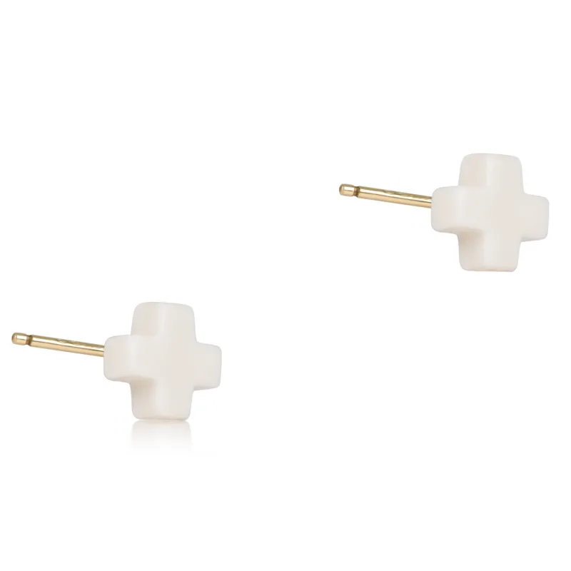 Signature Cross Small Studs - Off-White made by enewton
