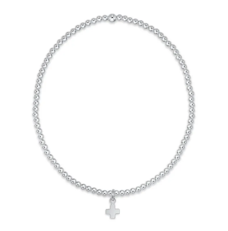 Classic Sterling 2mm Bead Bracelet - Signature Cross Small Sterling Charm sold by enewton