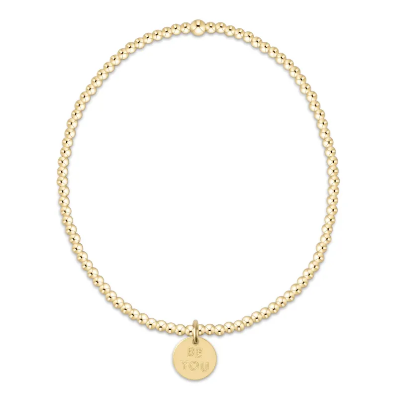 Classic Gold 2mm Bead Bracelet - be you. Small Gold Word Disc sold by enewton