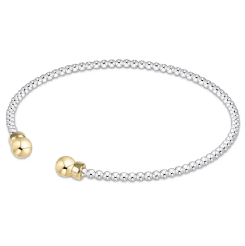 classic sterling mixed metal 2mm bead cuff - gold sold by enewton