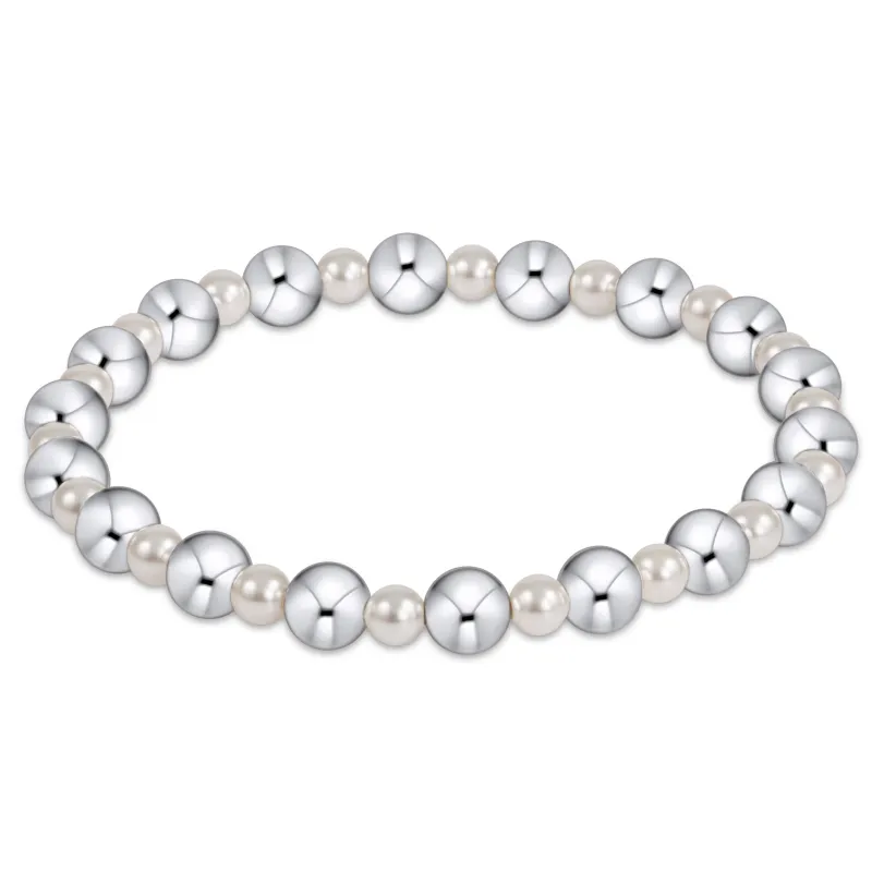 Pearl Grateful Pattern 4mm Bead Bracelet - 6mm Sterling sold by enewton