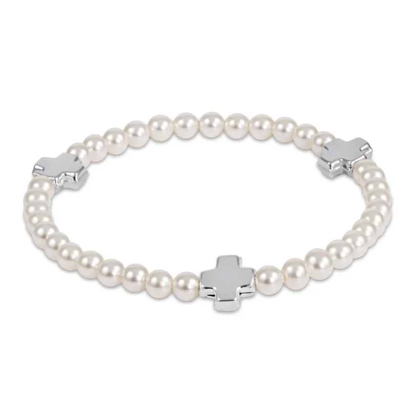 Signature Cross Pearl Pattern 4mm Bead Bracelet - Sterling sold by enewton