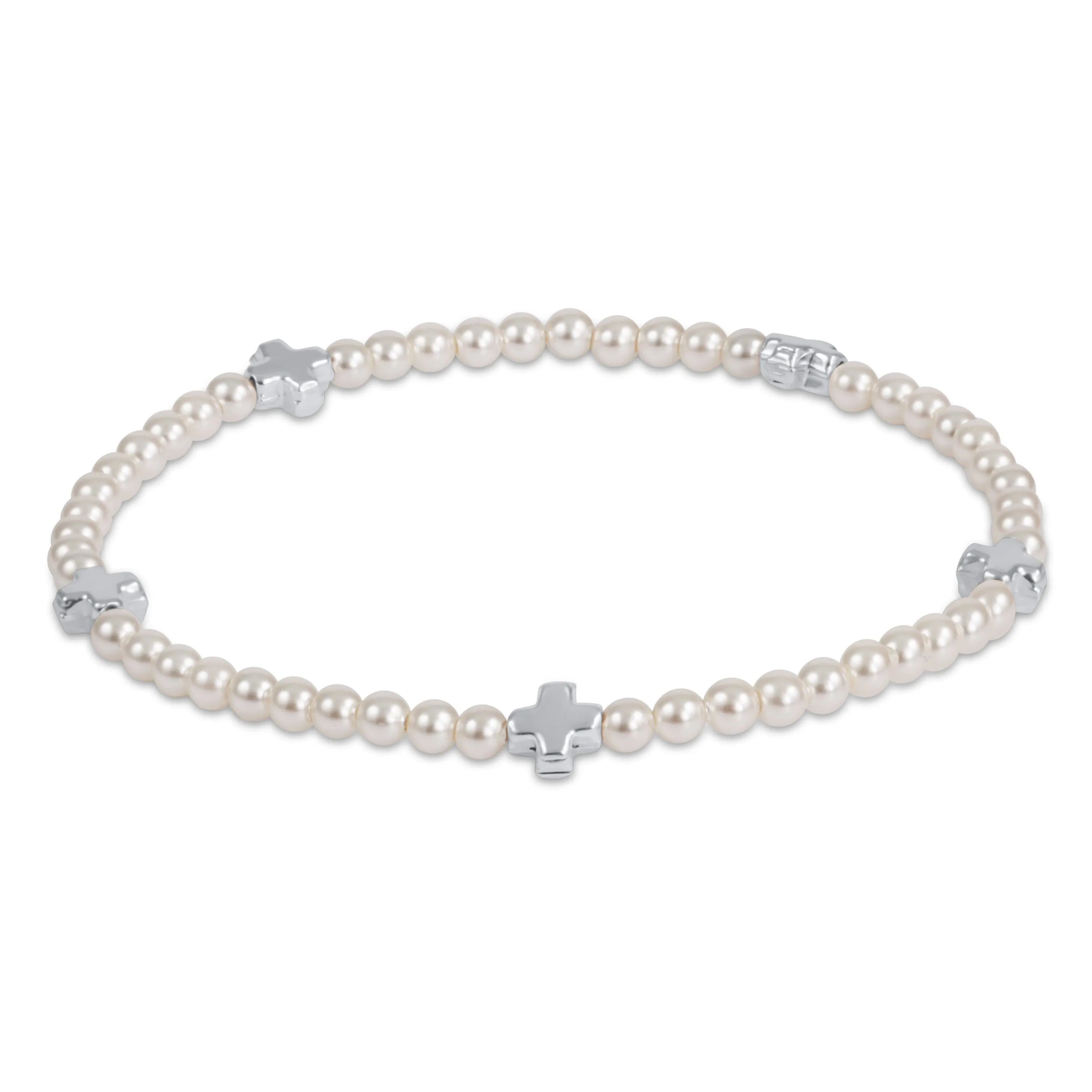 Signature Cross Small 3mm Pearl Bracelet - Sterling sold by enewton
