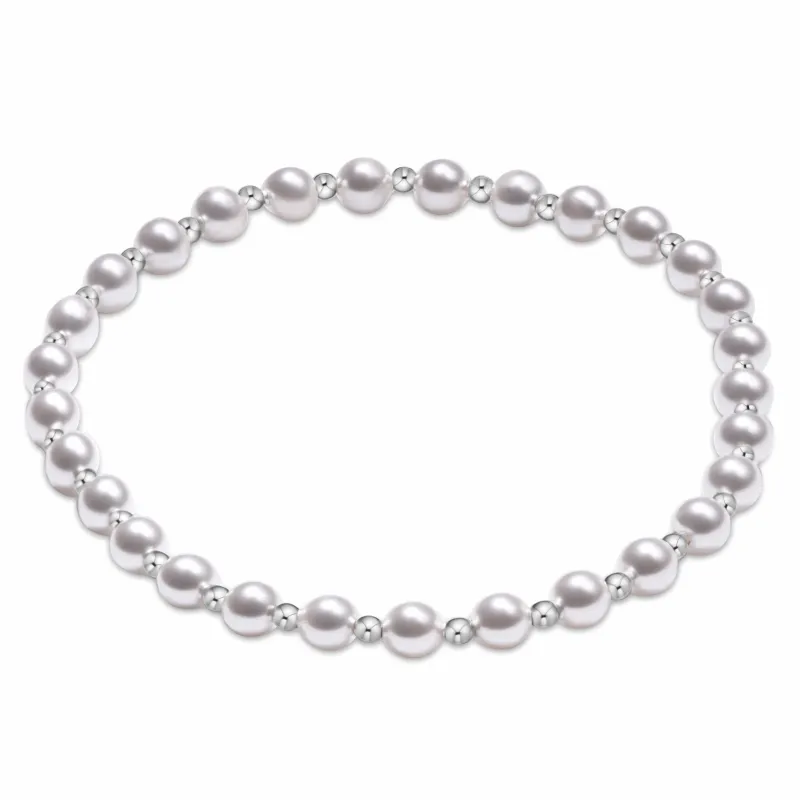 Classic Grateful Pattern Sterling 4mm Bead Bracelet - Pearl sold by enewton