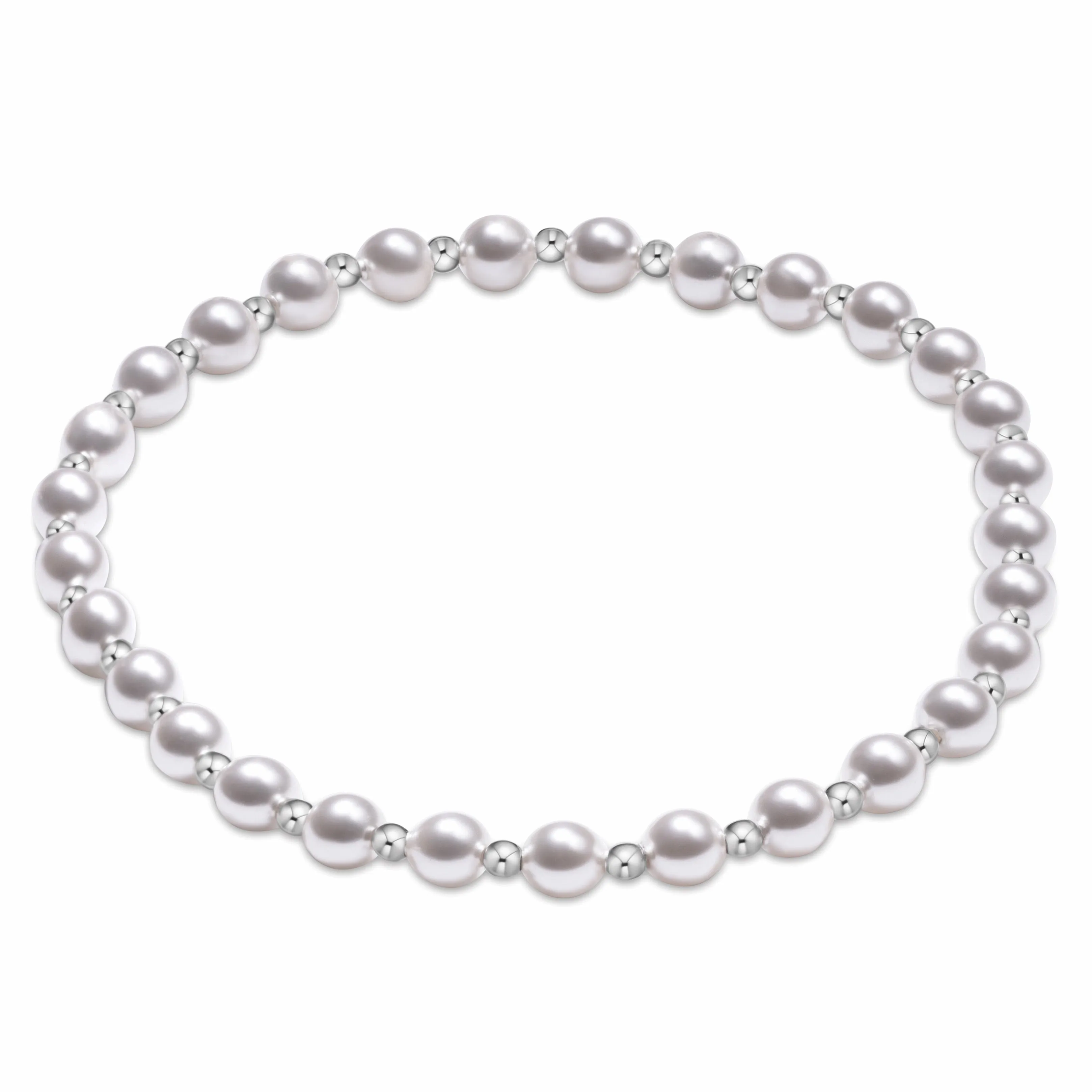 Classic Grateful Pattern Sterling 4mm Bead Bracelet - Pearl sold by enewton