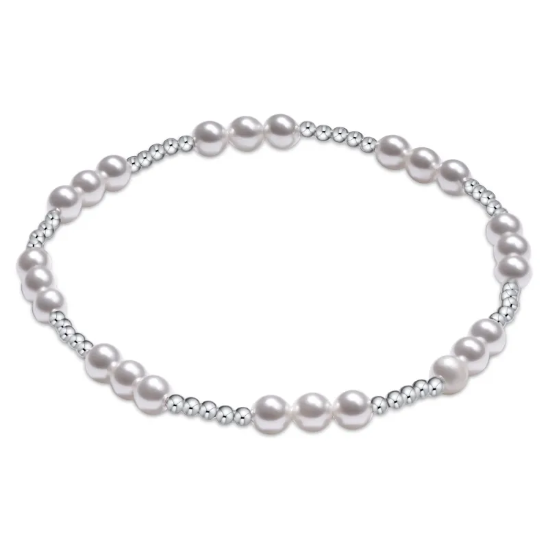 Classic Joy Pattern Sterling 4mm Bead Bracelet - Pearl sold by enewton