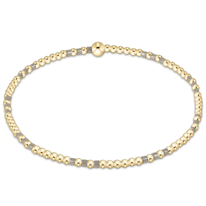 Hope Joy Pattern 2mm Bead Bracelet - Taupe With A Twist sold by enewton