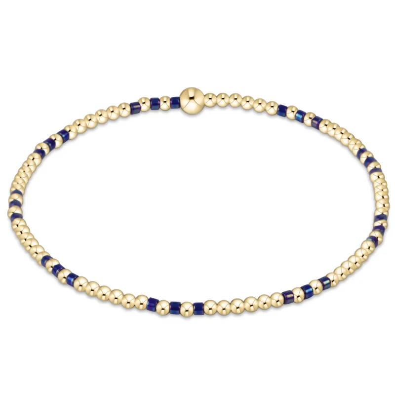 Hope Joy Pattern 2mm Bead Bracelet - Blue Metallic sold by enewton