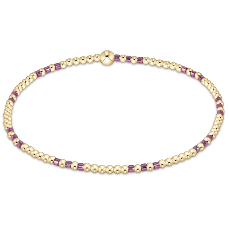 Hope Joy Pattern 2mm Bead Bracelet - Pink Metallic sold by enewton
