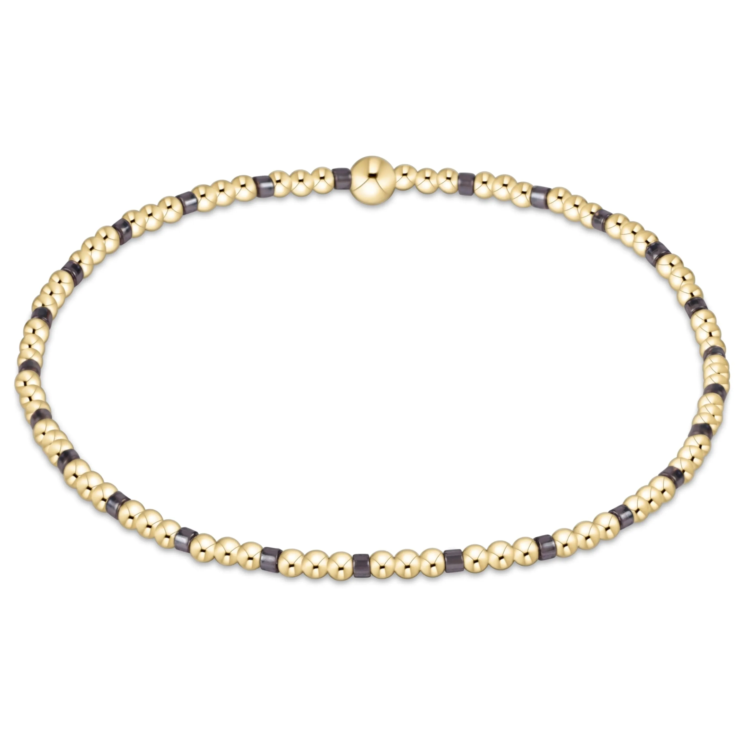 Hope Sincerity Pattern 2mm Bead Bracelet - Taupe With A Twist sold by enewton