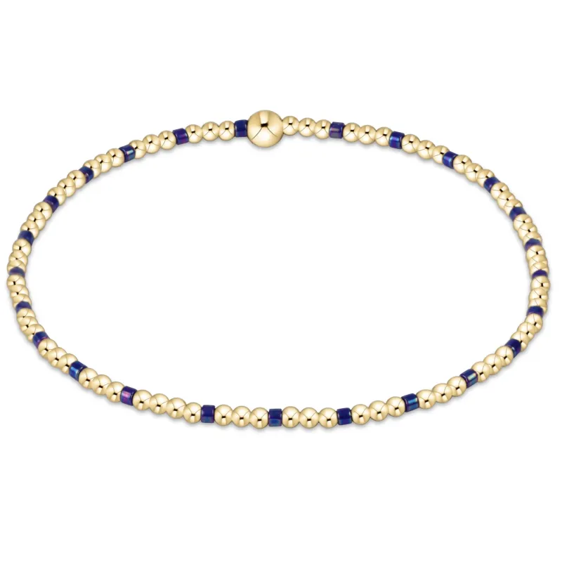 Hope Sincerity Pattern 2mm Bead Bracelet - Blue Metallic sold by enewton