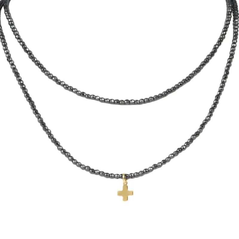layers with meaning - hematite signature cross charm sold by enewton