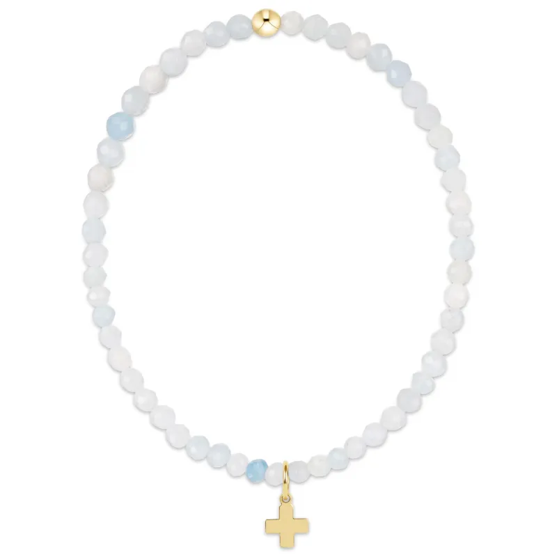 Classic Aquamarine 3mm Bracelet - Signature Cross Gold Charm made by enewton