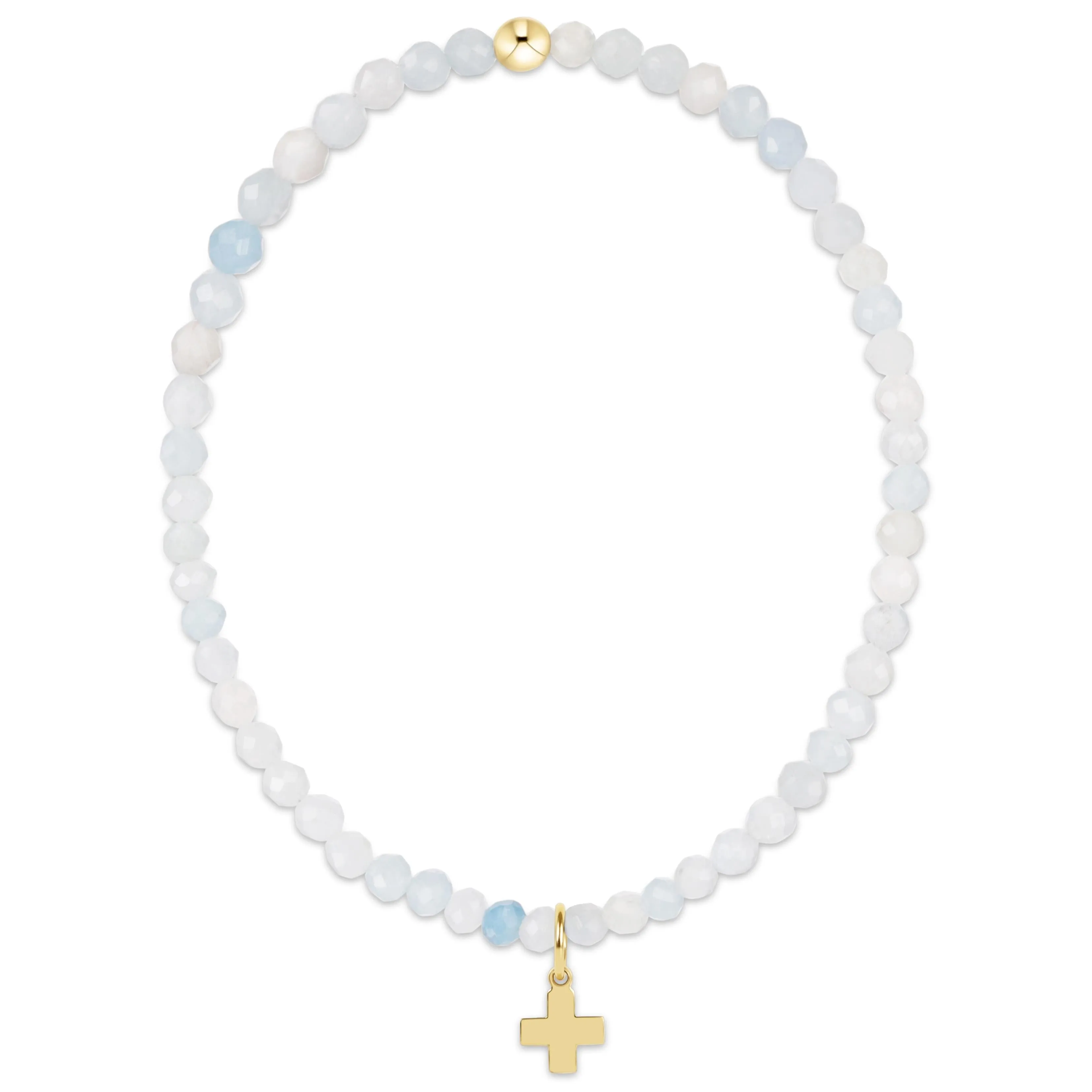 Classic Aquamarine 3mm Bracelet - Signature Cross Gold Charm sold by enewton