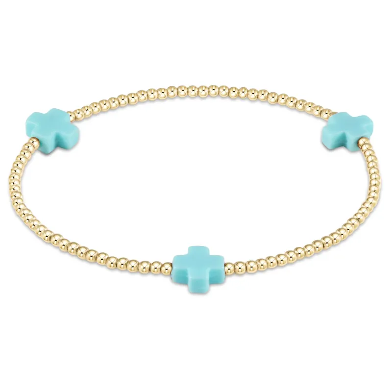 Signature Cross Gold Pattern 2mm Bead Bracelet sold by enewton