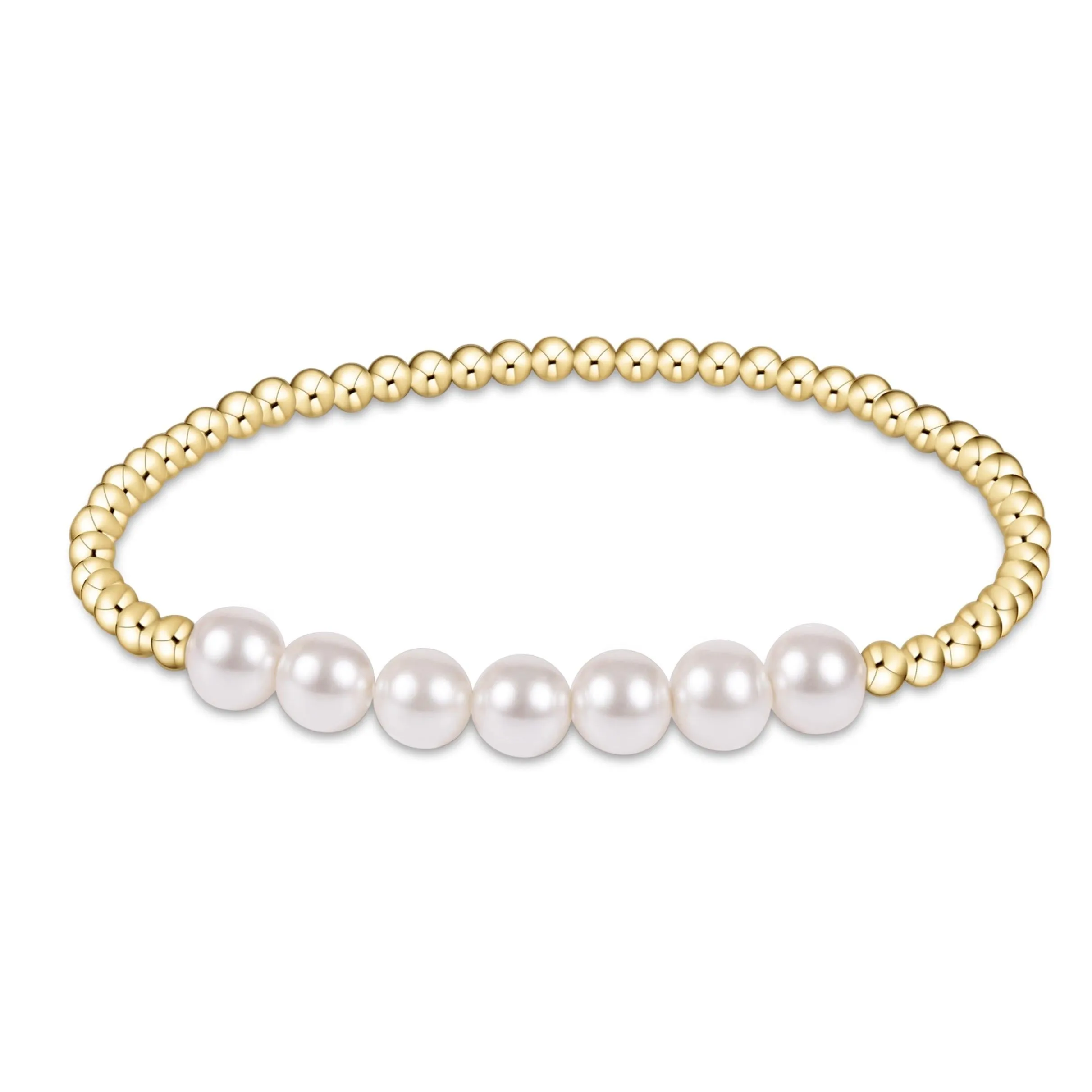 Classic Gold Beaded Bliss 3mm Bead Bracelet- 6mm Pearl sold by enewton