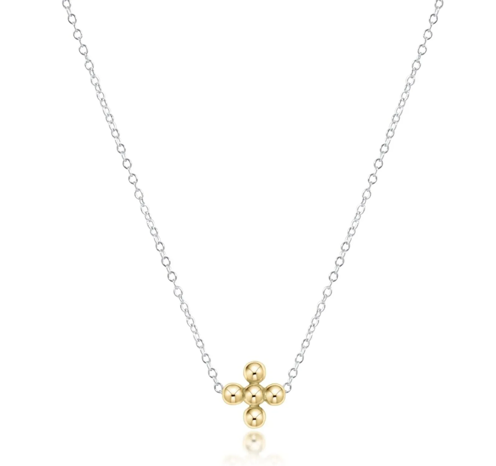 16" Necklace Mixed Metal - Signature Cross Beaded Gold 3mm sold by enewton
