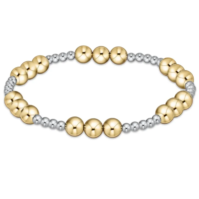 Classic Joy Pattern 6mm Bead Bracelet - Mixed Metal sold by enewton