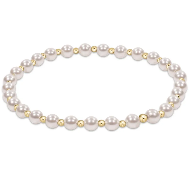 Classic Grateful Pattern 4mm Bead Bracelet - Pearl sold by enewton
