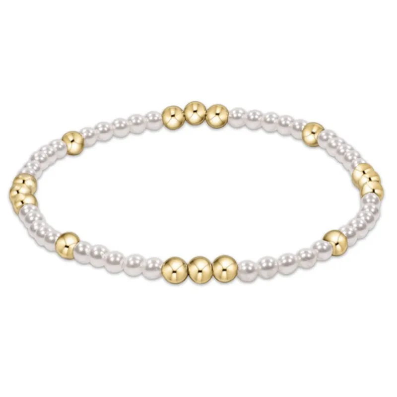 Worthy Pattern 3mm Bead Bracelet - Pearl sold by enewton