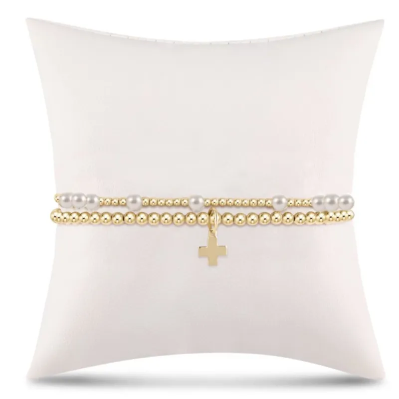 Full of Hope Pearl Stack - Signature Cross Gold Charm sold by enewton