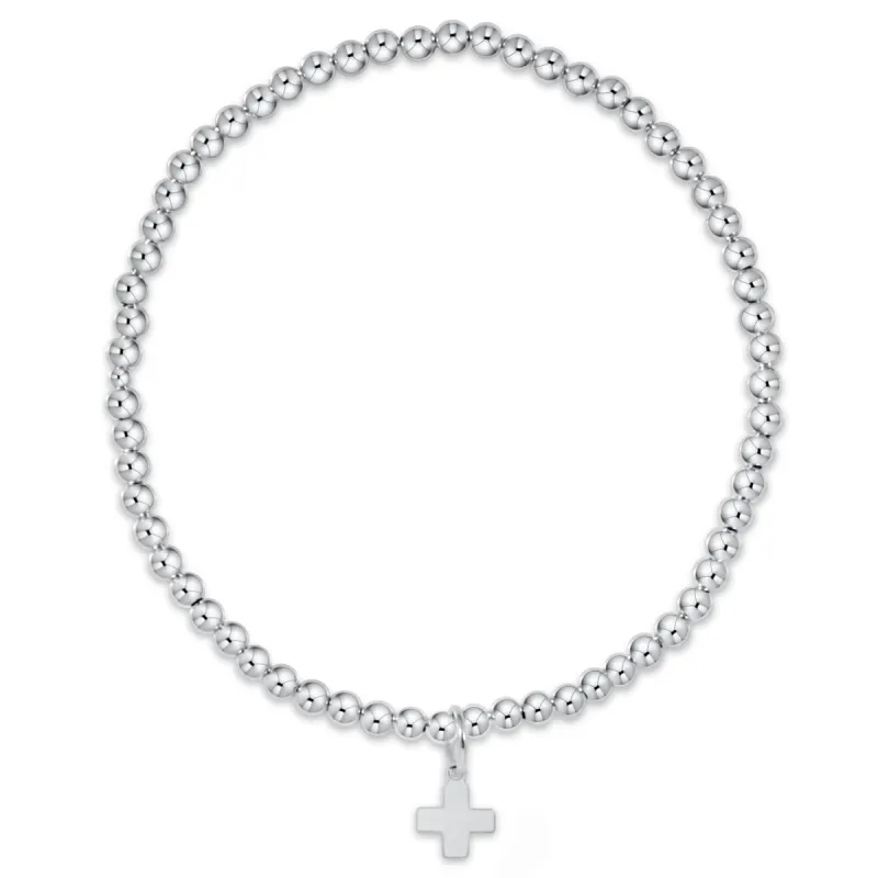 Classic Sterling 3mm Bead Bracelet - Signature Cross Sterling Charm sold by enewton