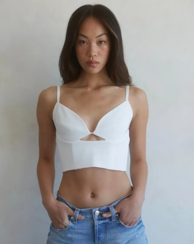 SILK CORSET CROP - WHITE sold by Artless Forever