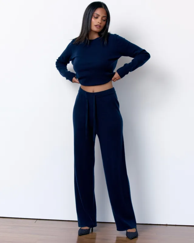 CASHMERE DRAWSTRING PANTS - MIDNIGHT NAVY sold by Artless Forever
