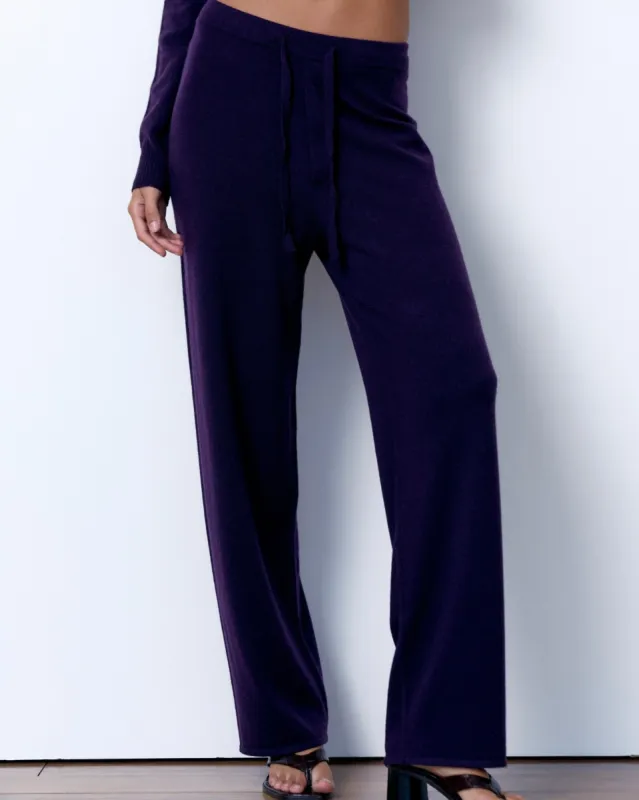 CASHMERE DRAWSTRING PANTS - DARK PLUM sold by Artless Forever