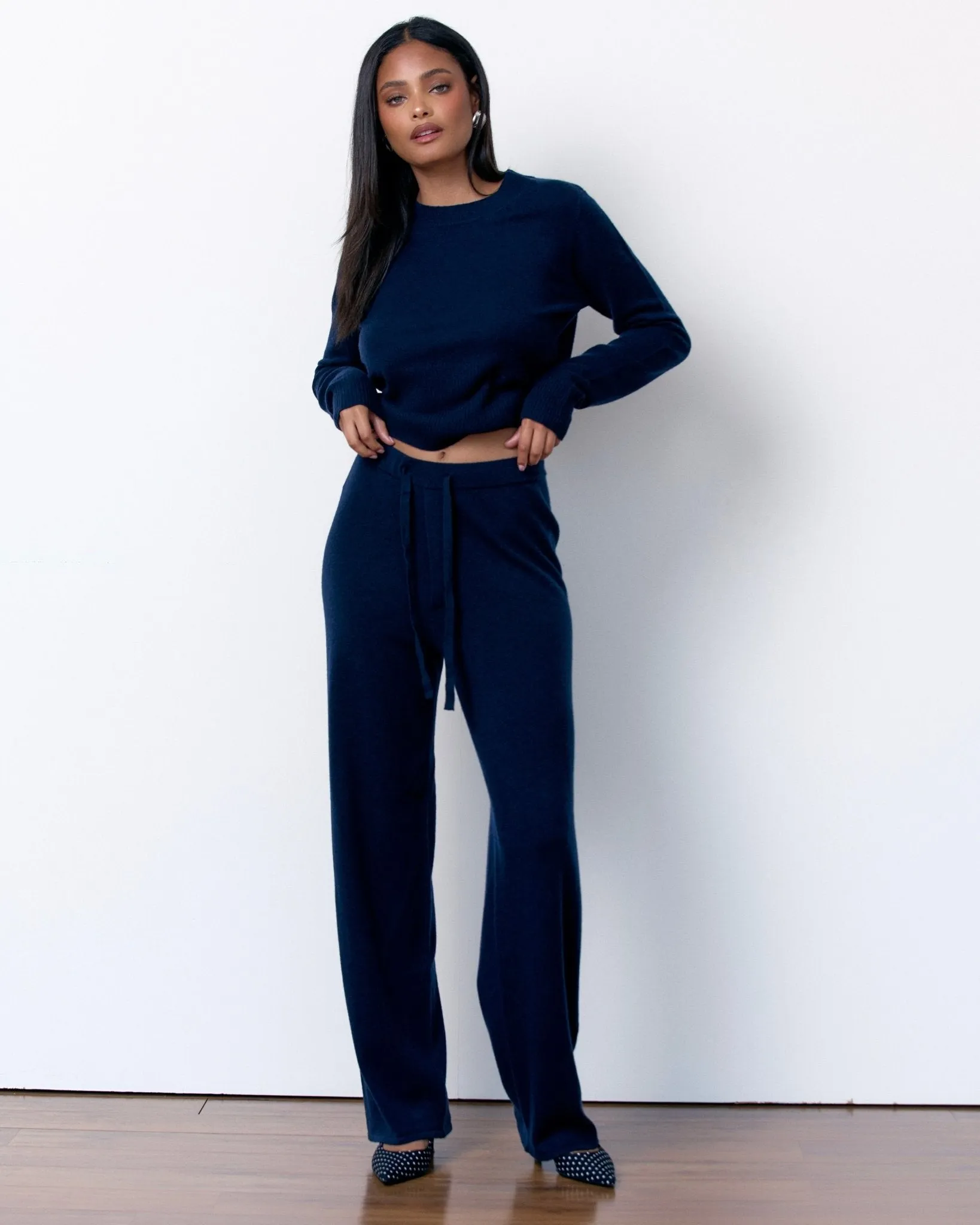 CASHMERE DRAWSTRING PANTS - MIDNIGHT NAVY sold by Artless Forever product image thumbnail 4