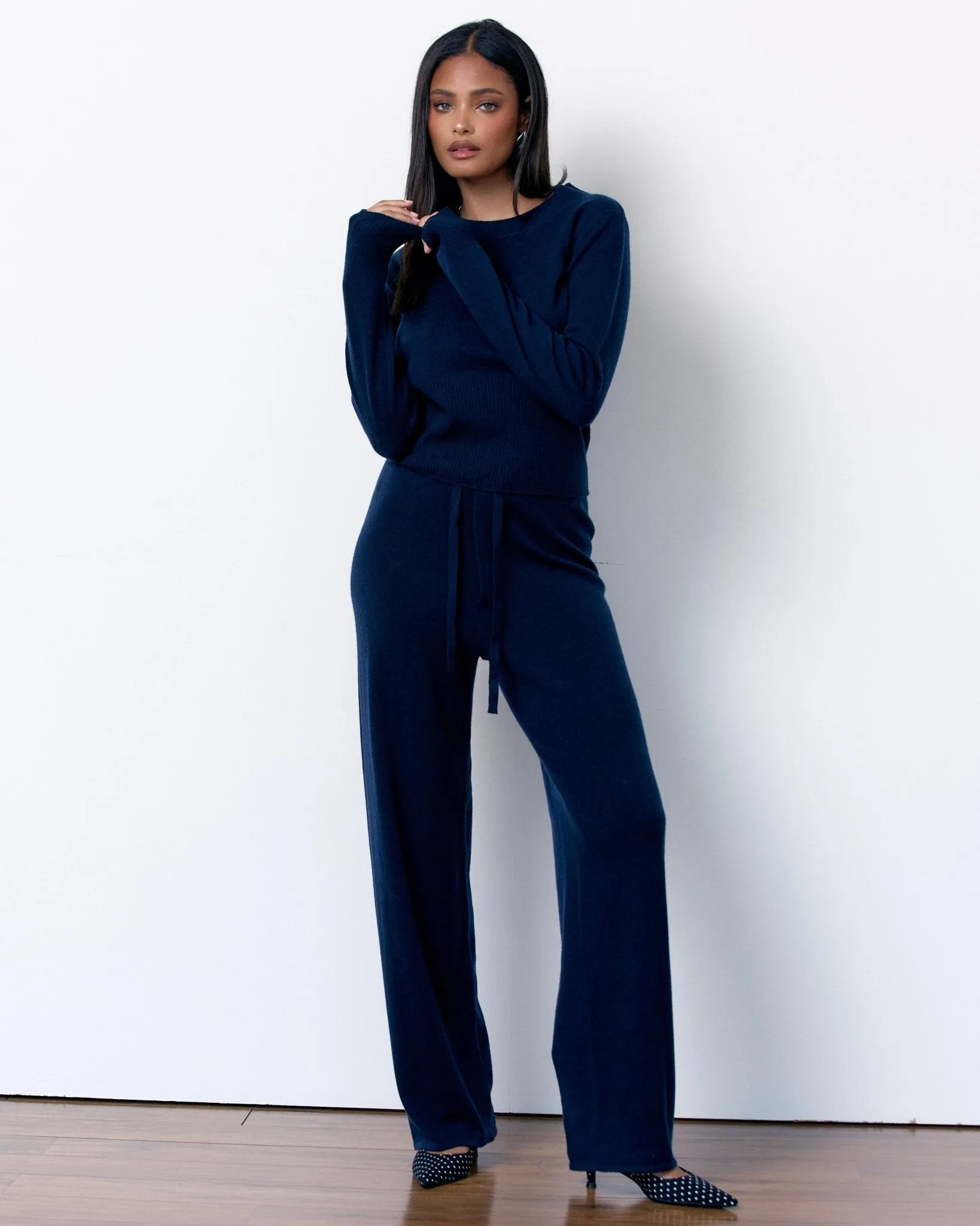 CASHMERE DRAWSTRING PANTS - MIDNIGHT NAVY sold by Artless Forever product image thumbnail 5