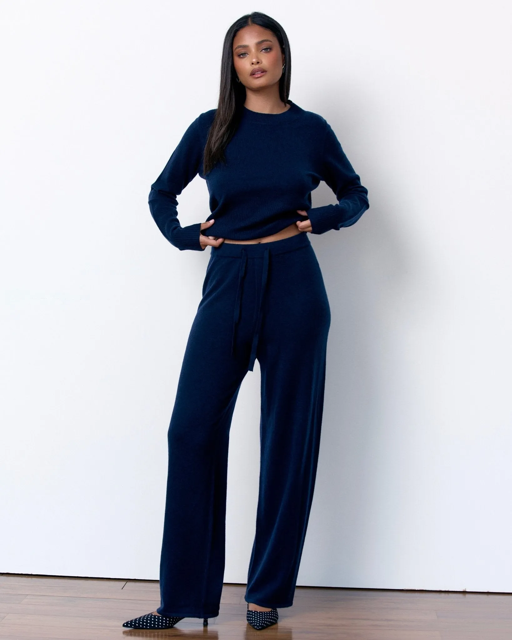 CASHMERE DRAWSTRING PANTS - MIDNIGHT NAVY sold by Artless Forever product image thumbnail 3