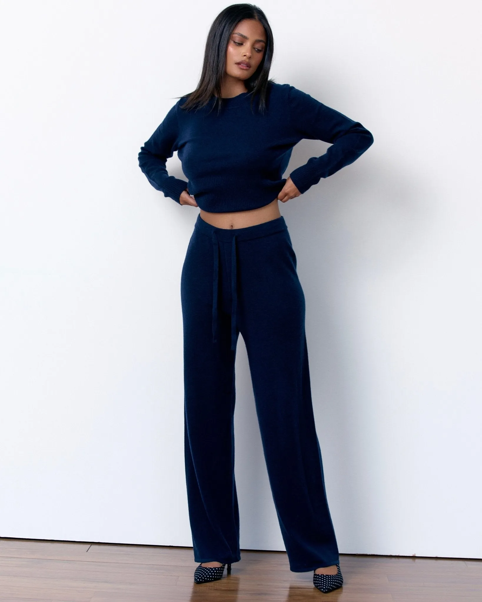 CASHMERE DRAWSTRING PANTS - MIDNIGHT NAVY sold by Artless Forever