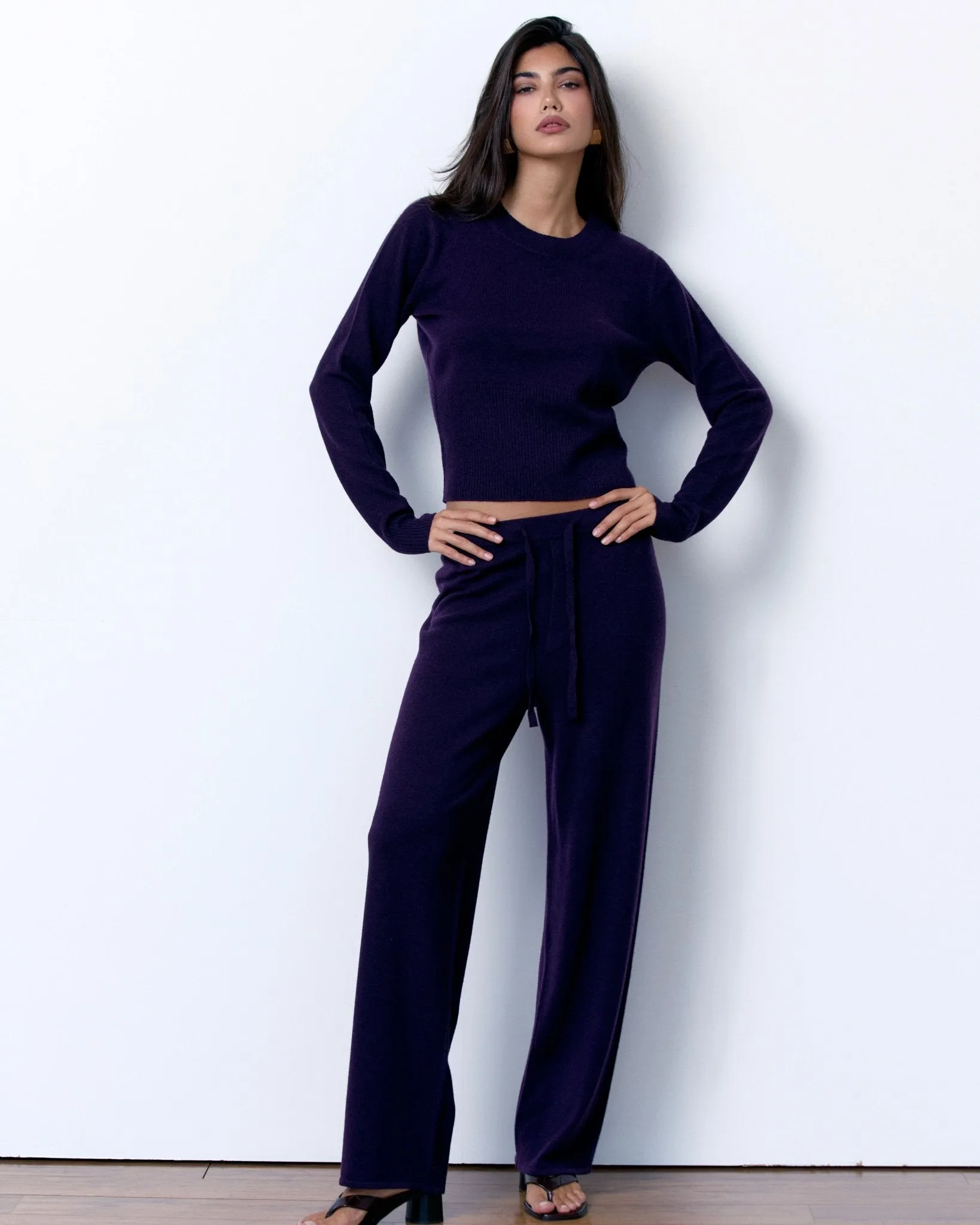 CASHMERE DRAWSTRING PANTS - DARK PLUM sold by Artless Forever product image thumbnail 3