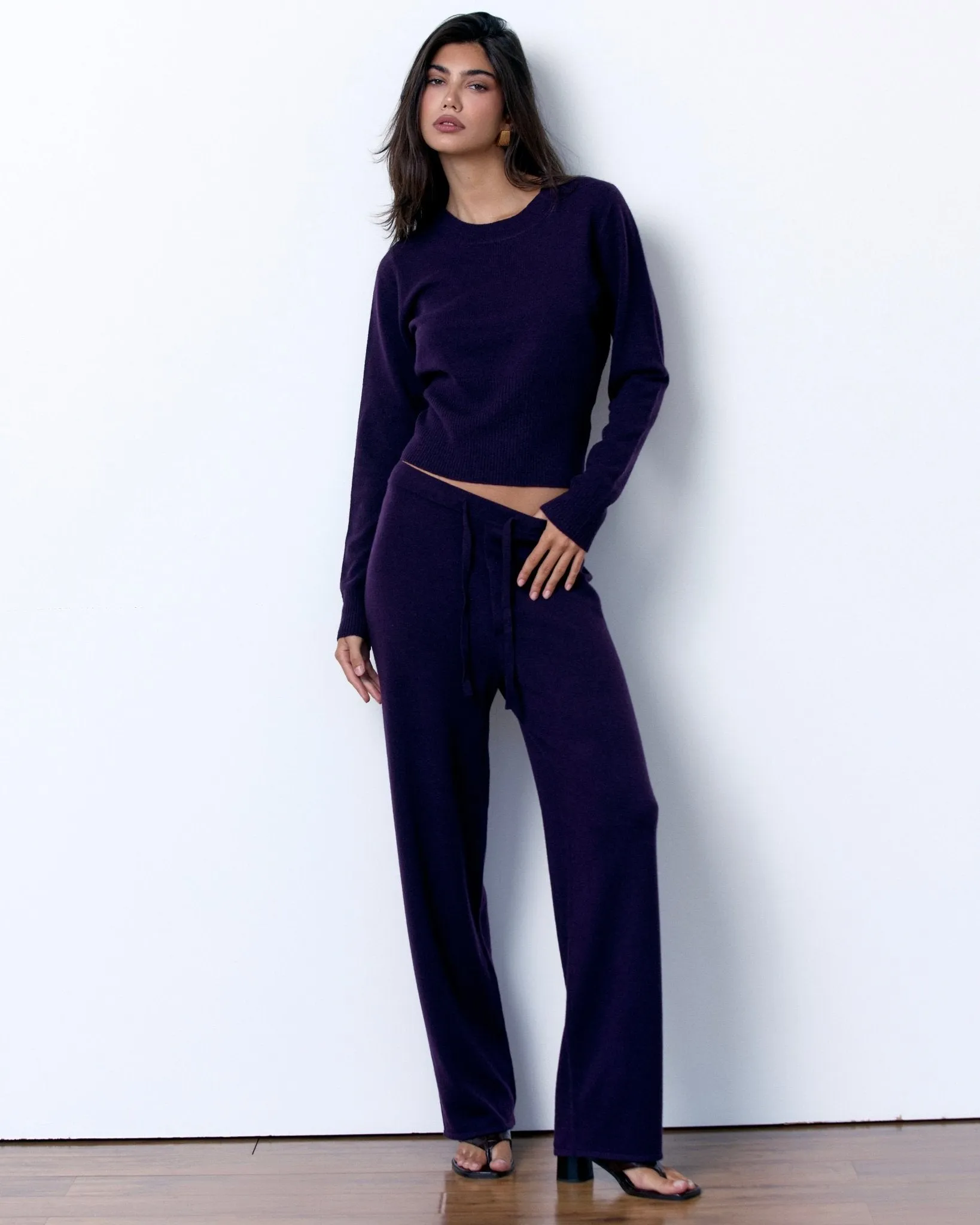 CASHMERE DRAWSTRING PANTS - DARK PLUM sold by Artless Forever product image thumbnail 4