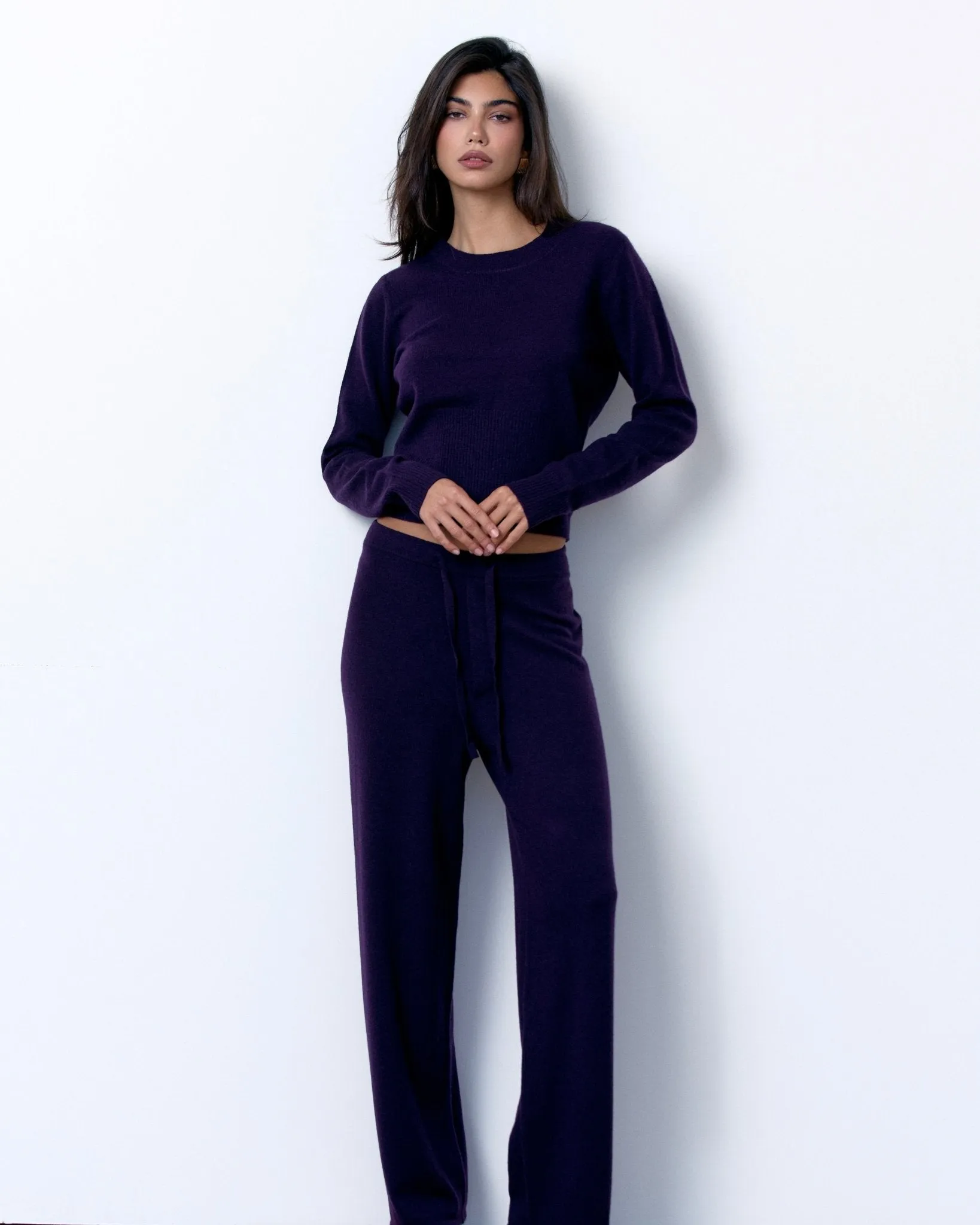 CASHMERE DRAWSTRING PANTS - DARK PLUM sold by Artless Forever product image thumbnail 2