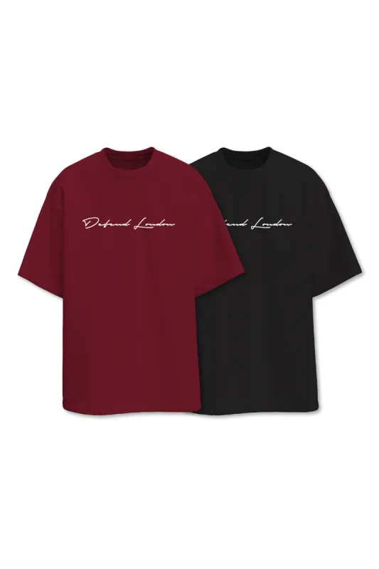 MEN'S 2 PACK T-SHIRTS - BURGUNDY/BLACK sold by DFND