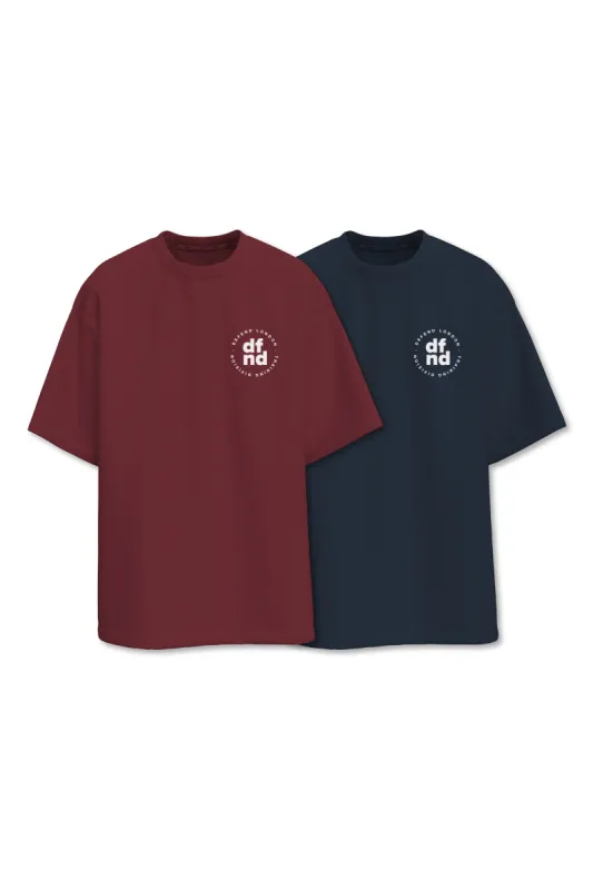 MEN'S 2 PACK T-SHIRTS - BURGUNDY/NAVY sold by DFND