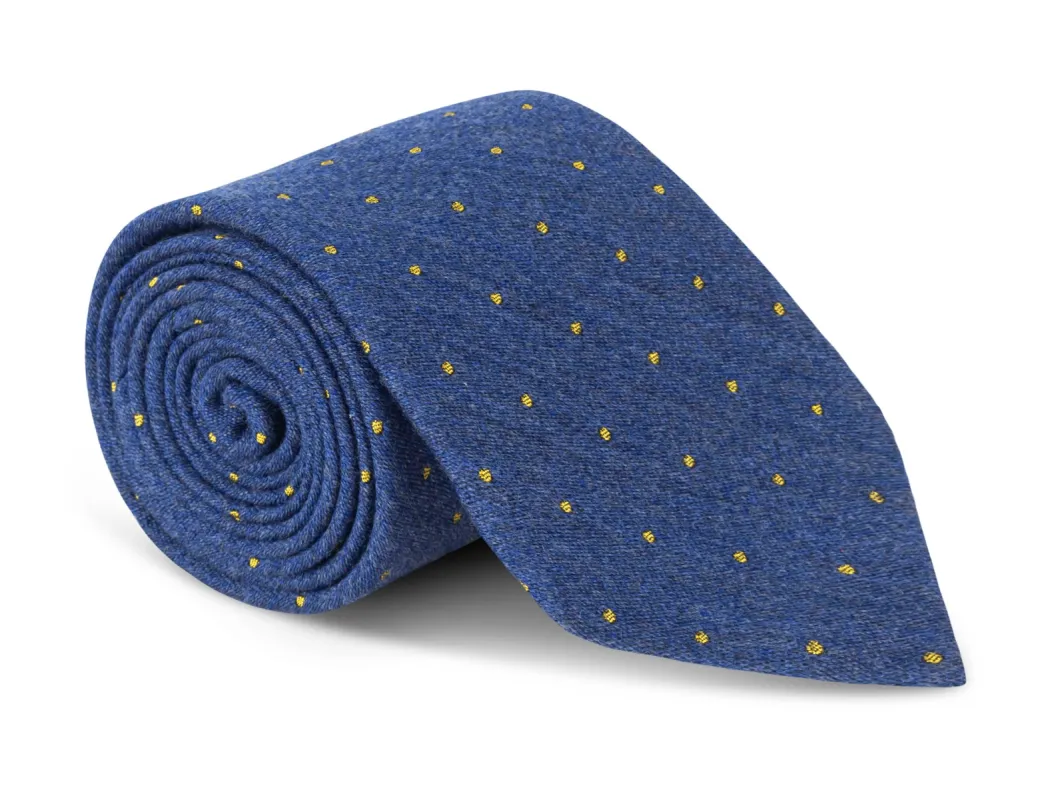 Martense Blue and Yellow Dot Tie sold by Mountain & Sackett