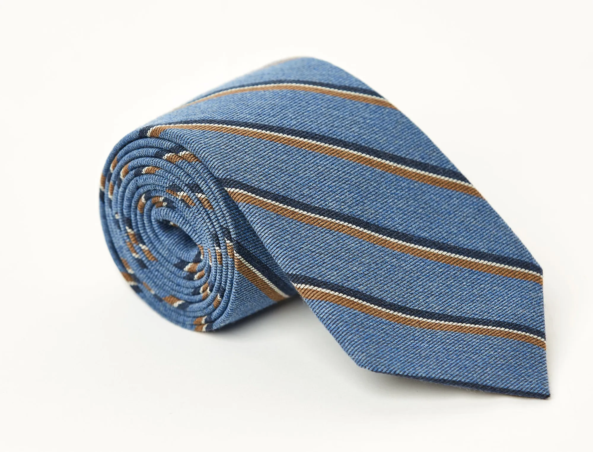 Langham Stripe Tie Blue sold by Mountain & Sackett
