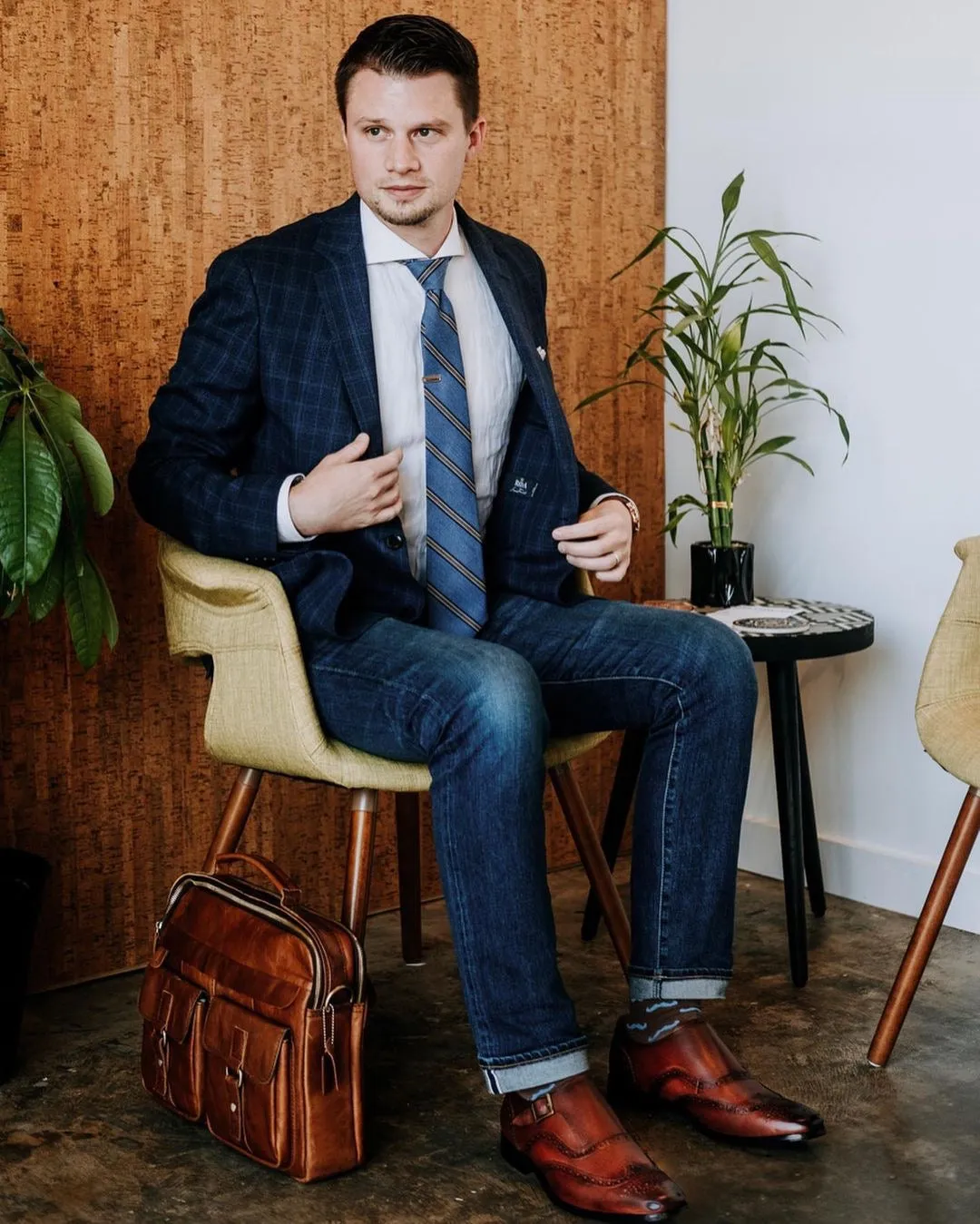 Langham Stripe Tie Blue sold by Mountain & Sackett product image thumbnail 2