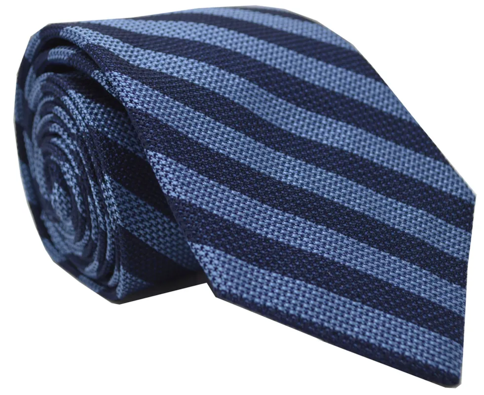 Burling Grenadine Stripe Tie Navy/Blue sold by Mountain & Sackett